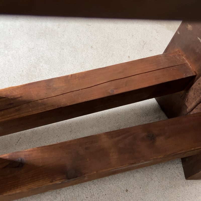 昭和期 折り畳み式 木製脚立 ウッドラダー 小型ハシゴ 黒ヤケ