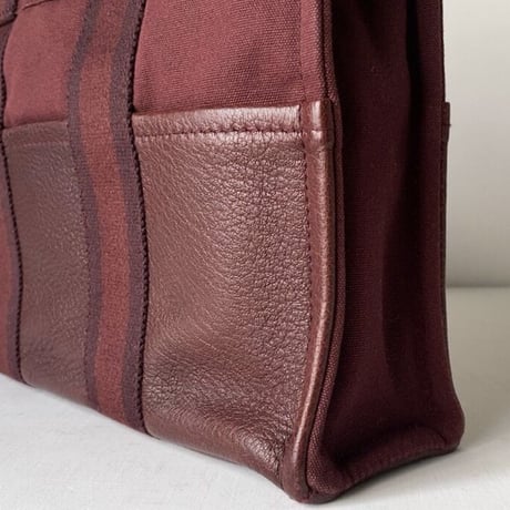 HERMES エルメス フールトゥ PM レザー/キャンバス ボルドー 赤茶 中古美品