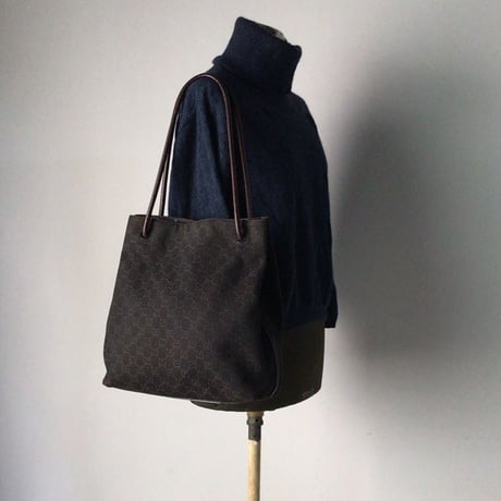 GUCCI グッチ   GGキャンバス   レザーロープトートバッグ   ダークブラウン   ヴィンテージ   中古美品