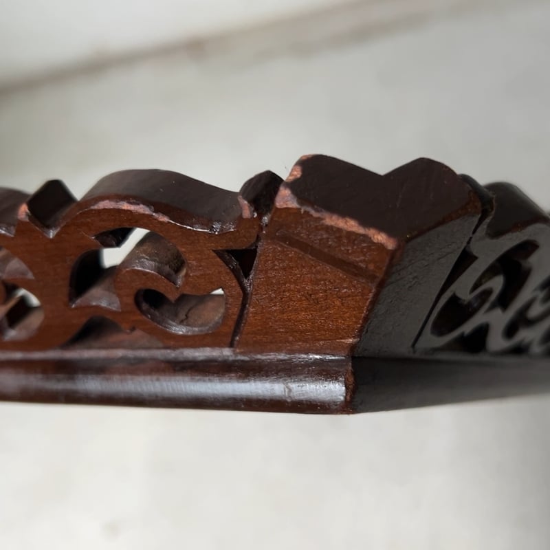 木製 木彫り 脇取盆 持手盆 純喫茶 スクエアトレー 唐草装飾 角盆