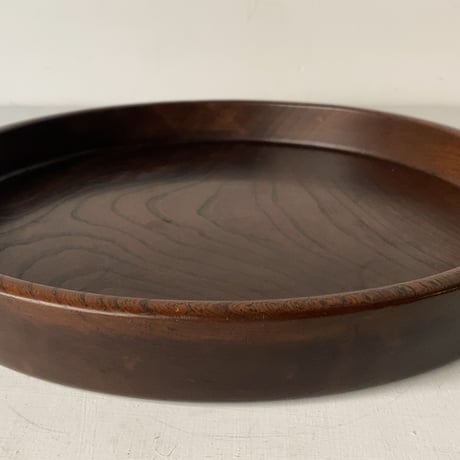 欅 くり抜き盆 木製トレー 大きめサイズ 36.5cm お盆 木工品 黒ヤケ美木目 工芸品 民藝 茶道具 番茶 煎茶 丸盆