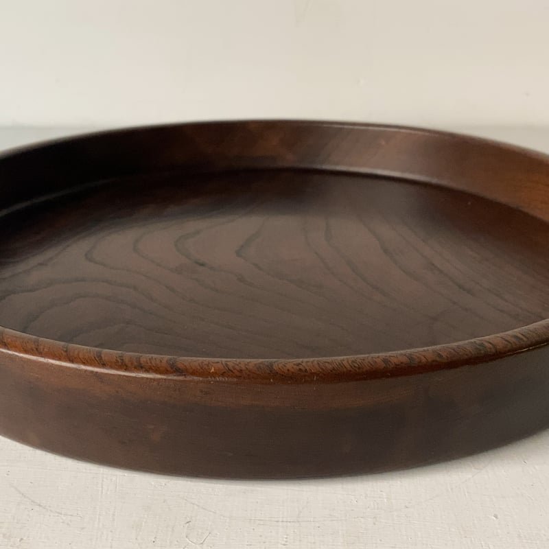 欅 くり抜き盆 木製トレー 大きめサイズ 36.5cm お盆 木工品 黒
