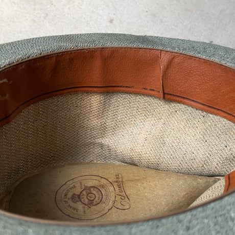 Colombia panamahat ヴィンテージ パナマハット ユニセックス 頭周約55.5cm 水色 ブルーグレー 編み帽子 中折れ帽 麦わら帽子