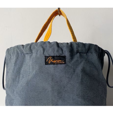 NAPRON  patientsbag  ナプロンのペーシェントバッグ  グレー/イエロー バイカラー好配色 2wayトートバッグ 巾着 鞄 64クロス 中古品
