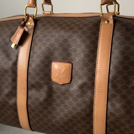 CELINE オールドセリーヌ トリオンフ(マカダム) 総柄  ボストンバッグ ゴールド金具 カデナ+鍵付き ヴィンテージセリーヌ 中古美品