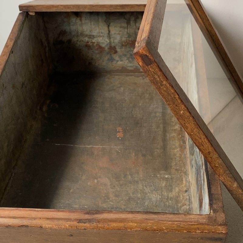 1940-1950s 木製ブリキ内張のガラスケース 米屋ショーケース 茶葉