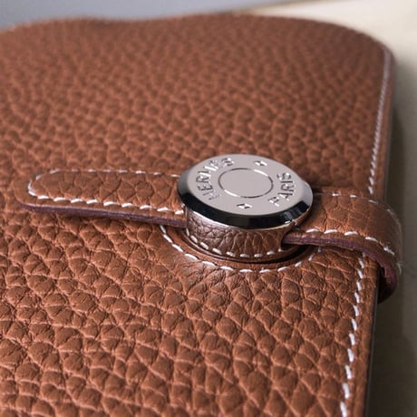 HERMES エルメス ドゴンデュオ(GM)  トゴ  ゴールド  シルバー金具  D刻印(2019年製) 財布 ウォレット 中古極美品