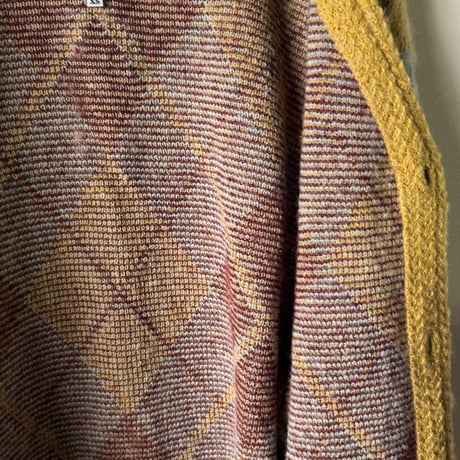 NEEDLES ニードルズ モヘアカーディガン ダイヤ柄 アーガイル マスタード/ボルドー/サックス　size XS メンズ  NEPENTHES ネペンテス 中古美品