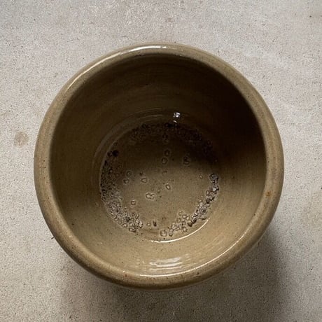 古いこね鉢(濃緑) 幅約26cm 灰釉 荒い目跡 昭和初期 小ぶり メダカ鉢 水栽培 ビオトープ  ニュウ ホツあり