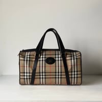 Burberrys バーバリーズ  ミニボストンバッグ レザーハンドル ノバチェック オールドバーバリー ヴィンテージバーバリーゴールドホースロゴ　中古極美品