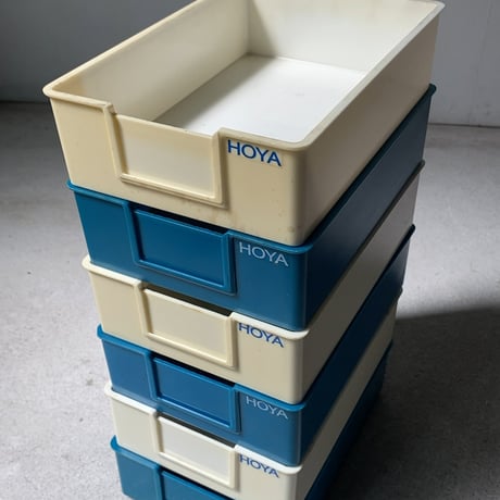 HOYA ホヤ 業務用 レンズトレー6個セット レンズボックス スタッグボックス 小物入れ 道具入れ ヴィンテージ ツールボックス プラケース ロゴ入 バイカラー 良品