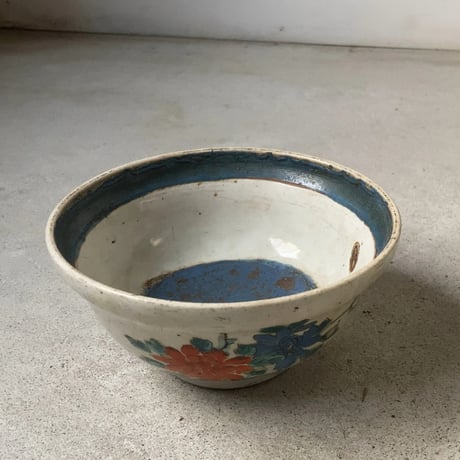 古作 花紋様 牡丹図 菓子器 大鉢 深鉢 深皿 丼 焼物 茶道具  杯洗 盃洗 箱付き アンティークテーブルウェア