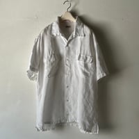 HEMISPHERES エミスフェール  80s90sヴィンテージ オープンカラー リネンシャツ ホワイト フレンチアイビー フレンチトラッド mens40 良品