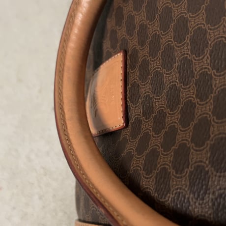 CELINE オールドセリーヌ トリオンフ(マカダム) 総柄  ボストンバッグ ゴールド金具 カデナ+鍵付き ヴィンテージセリーヌ 中古美品