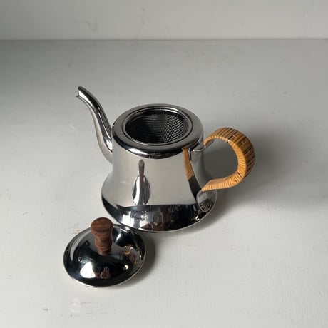 YUKIWA ユキワ  ナポレオンケトル　0.6L ステンレス ミニポット 薬缶 急須 茶器 藤巻 木製無垢摘み 美品範疇