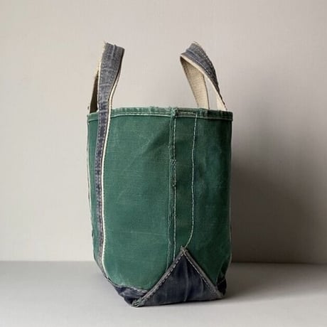 LLBean (オールド エルエルビーン) 80s デラックストート ギザタグ キャンバス  グリーン/ネイビー  ヴィンテージ ボート&トート トートバッグ 鞄  made in usa