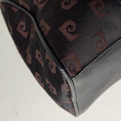 PIERRE CARDIN ピエールカルダン  90sミニボストンバッグ モノグラム ブラック/ダークブラウン ゴールド金具 ヴィンテージ 中古良品