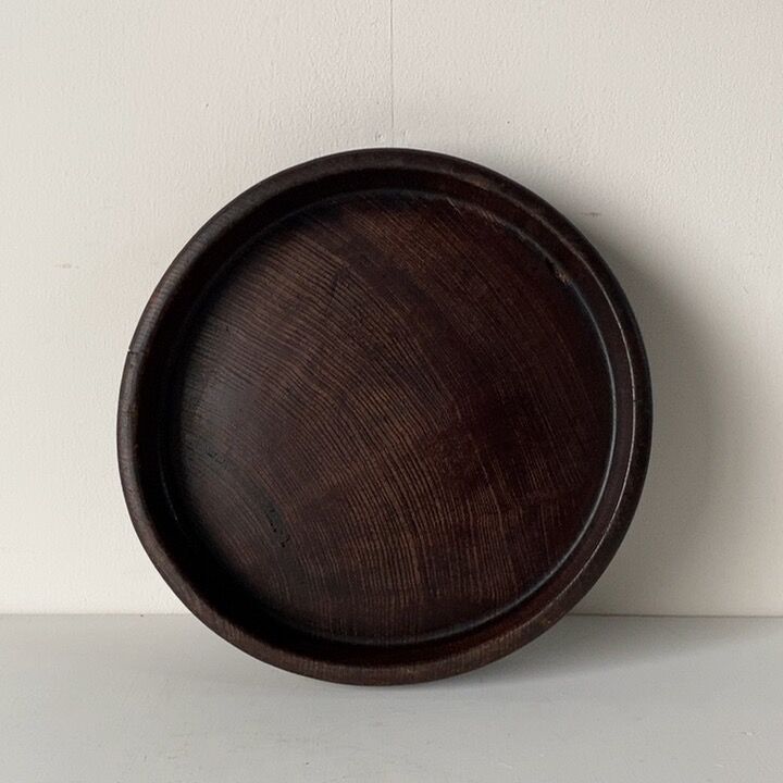 佳き木肌 古い くり抜き盆 径25.8cm 古道具 アンティーク original