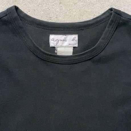 agnes b  アニエスベー   アニエス定番 黒カットソー  レディース S  ロンT 長袖Tシャツ ブラック古着