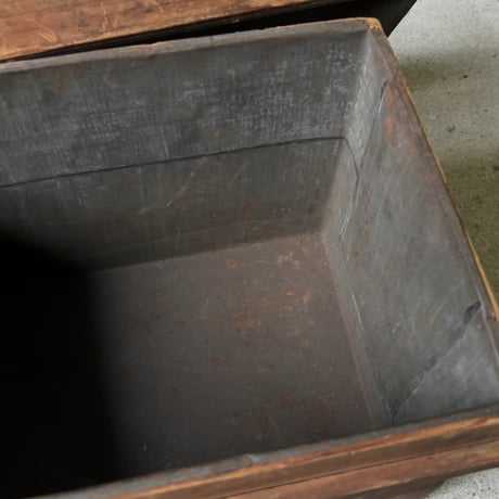 小さい古茶箱 極小茶箱  幅32cm 宇治城山  山政 茶葉の保存箱 内装ブリキ張り 戦前期 ジャパンヴィンテージボックス 美品
