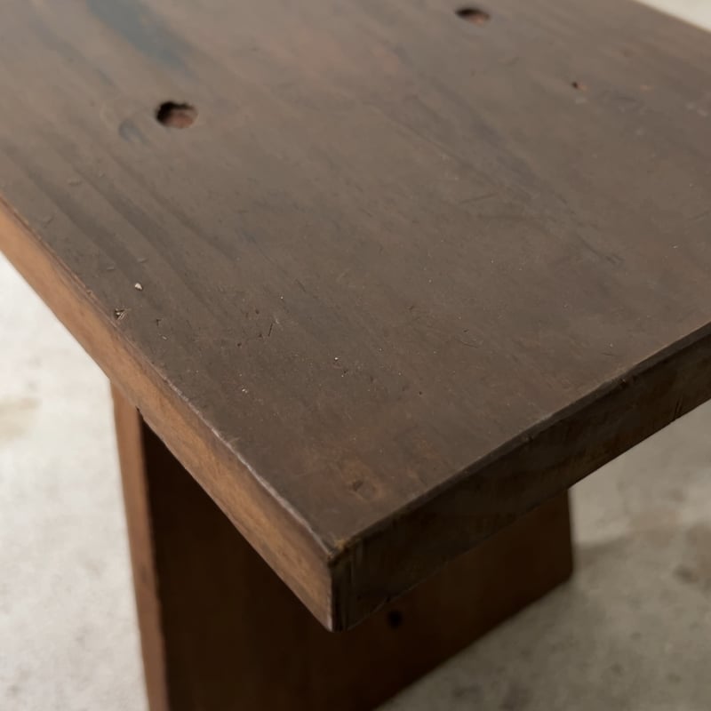 昭和期 木製ベンチ 花台 飾り台 踏み台 黒ヤケ ジャパンヴィンテージ