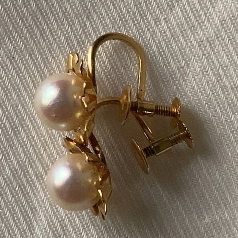 K18YG パール イヤリング フラワーモチーフ ヴィンテージジュエリー 本  