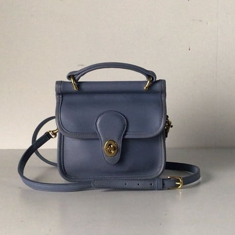 COACH コーチ グローブレザー ミニ ショルダーバッグ  9023  オールドコーチ ヴィンテージ 本革  サックス／ゴールド 美品