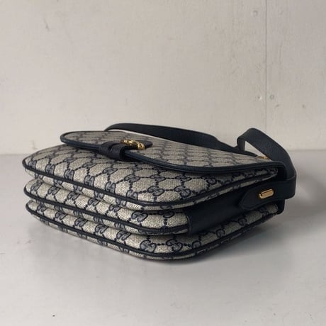 GUCCI グッチ オールドグッチ  コーティングGGキャンバス  ショルダー バッグ ネイビー  ヴィンテージ 中古美品