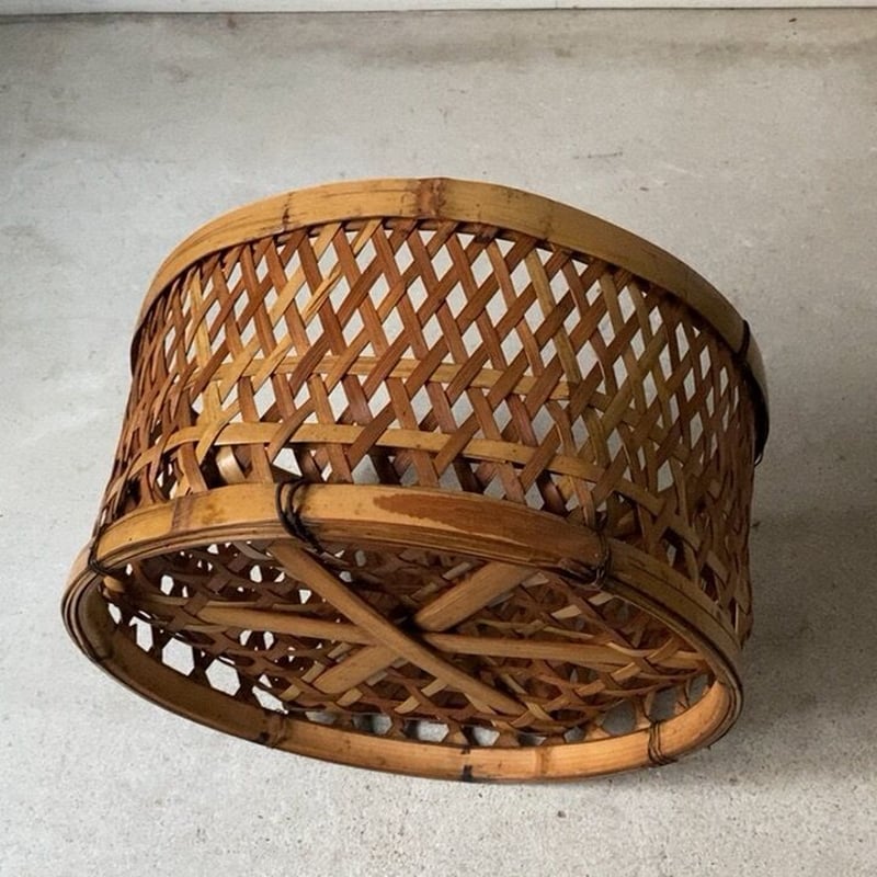 昭和レトロ 時代物 竹籠 フルーツバスケット 小物入れ 27cm 古い