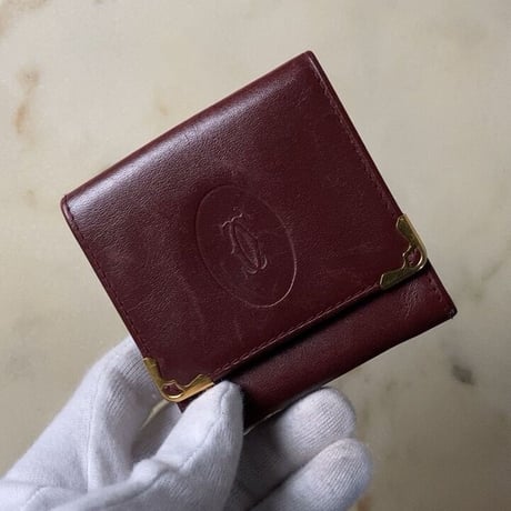 Cartier カルティエ マストライン フラップ型ミニコインケース マスト L3000464 ボルドー レザー 中古 小銭入れ アクセサリーケース