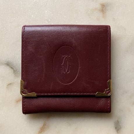 Cartier カルティエ マストライン フラップ型ミニコインケース マスト L3000464 ボルドー レザー 中古 小銭入れ アクセサリーケース