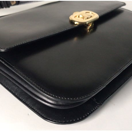 CELINE セリーヌ ゴールド  マカダム金具  カーフレザー  ショルダーバッグ ブラック  ヴィンテージ  オールド  美品