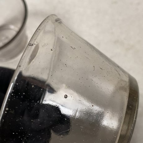ヴィンテージ ガラス器 昭和初期 グレーベース ゆらゆら 気泡 硝子 デザート器 かき氷器 小鉢 古い器 モダンデザイン 完品  ３点セット4500円