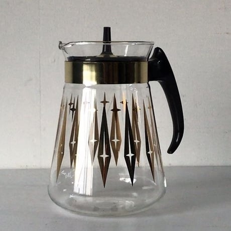 PYREX パイレックス  オールドパイレックス  アメリカンヴィンテージ ガラスポット Made in USA ゴールド レトロ星型クロス　アメリカ製 中古美品