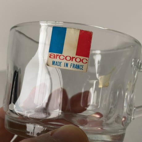arcoroc アルコロック  ガラス製 ヴィンテージ カップ＆ソーサー 2個セット  耐熱 無色透明 未使用品 made in france