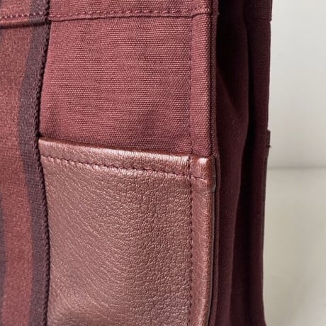 HERMES エルメス フールトゥ PM レザー/キャンバス ボルドー 赤茶 中古美品