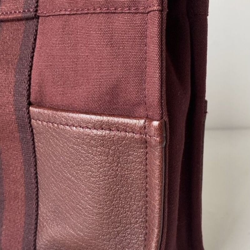 HERMES エルメス フールトゥ PM レザー/キャンバス ボルドー 赤茶 中古