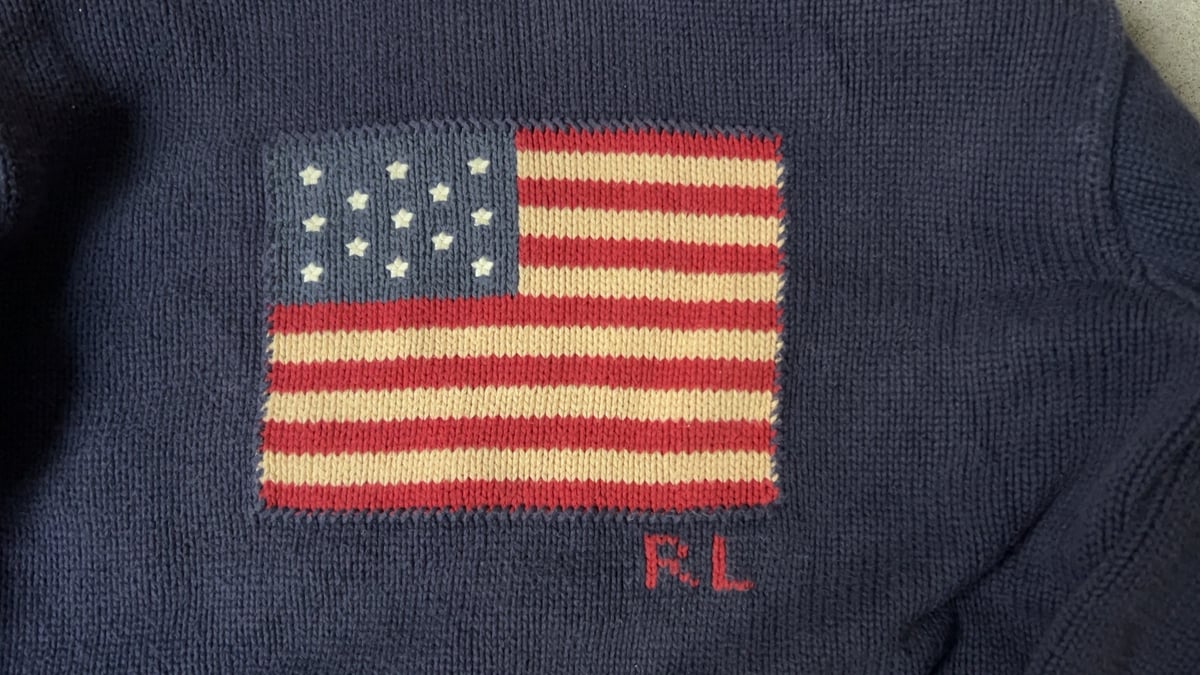 RALPH LAUREN ラルフローレン 星条旗 コットンセーター RLロゴ有り 
