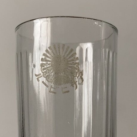アンカーグラス  3個セット　アサヒビール/リボンシトロン アドバタイジンググラス 昭和初期  高さ10.5cm ほんのりブルーグレー アンティークグラス コップ 完品  ※3点ございます。