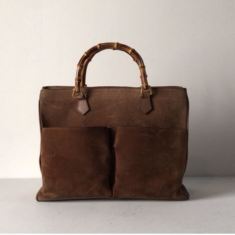 GUCCI グッチ オールドグッチ バンブースエード2wayトート ショルダーストラップ有  ヴィンテージ 中古美品