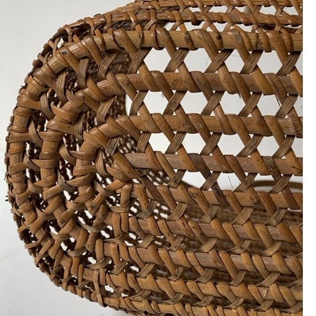古い茶籠  左右幅 31.5cm 籐編み トート型ヴィンテージ カゴバッグ 良品