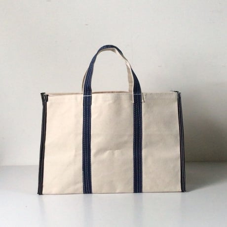 PUEBCO プエブコ　マーケットトートバッグ36   ホワイト／ネイビー　新品同様　中古極美品