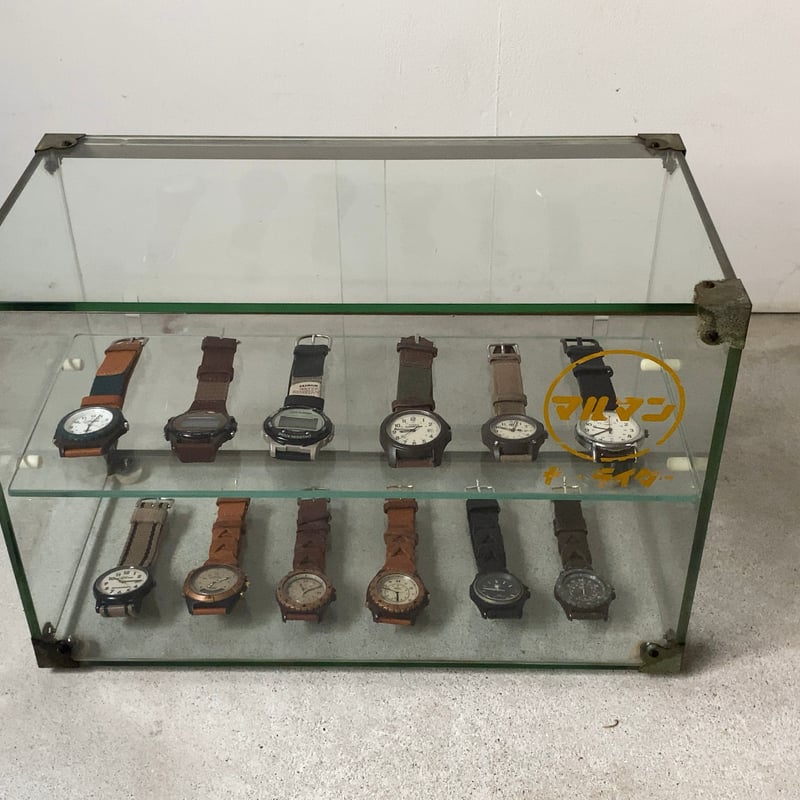 【直接引取】レトロ　アンティーク　ショーケース【ガラス窓】 ヴィンテージ ガラスケース 小型 幅38cmの小さめ2段1枚棚板