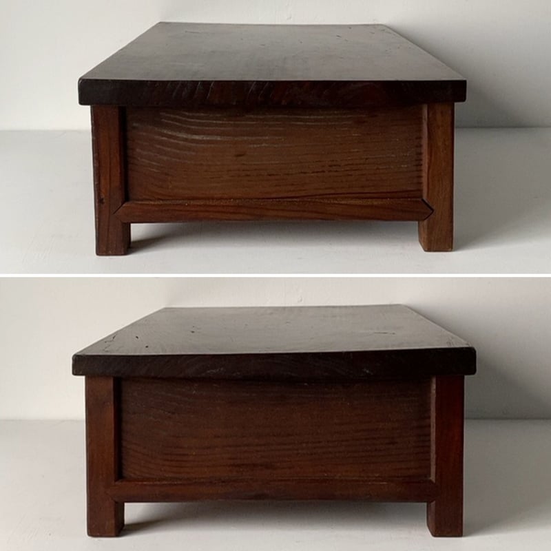 古い　花台 欅一枚天板 古い飾り台 2杯引出し 幅48cm小さめサイズ 置き台 花台