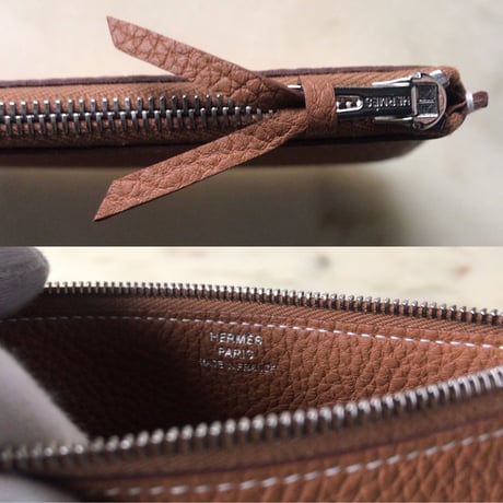 HERMES エルメス ドゴンデュオ(GM)  トゴ  ゴールド  シルバー金具  D刻印(2019年製) 財布 ウォレット 中古極美品