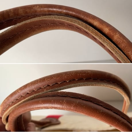 LLBean (オールド エルエルビーン) 70s後期 ラージトート レザーハンドル/キャンバス  レッド/キナリ  ヴィンテージ トートバッグ 鞄  made in usa