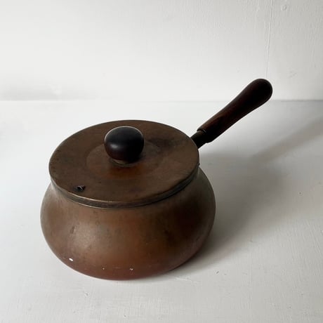 Old COPPER100 HOMEWARE 新光金属 コッパー100 ホームウェア 純銅片手鍋 木製ハンドル 木製摘み 銅鍋 ヴィンテージキッチンツール
