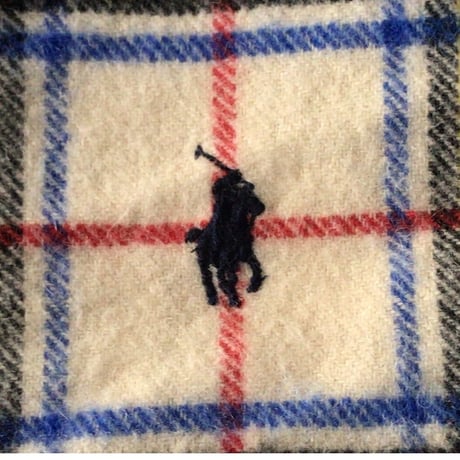 RALPH LAUREN  ラルフローレン   ウール100%  大判ストール  ひざ掛け 膝掛け  肩掛け マフラー  タータンチェック 赤/白  好配色  POLO ポロ  中古良品