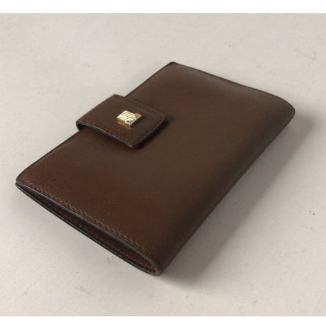 LANVIN ランバン  2つ折りコンパクトガマ口財布 ウォレット  レザー　ブラウン/ゴールド金具  ヴィンテージ オールドランバン