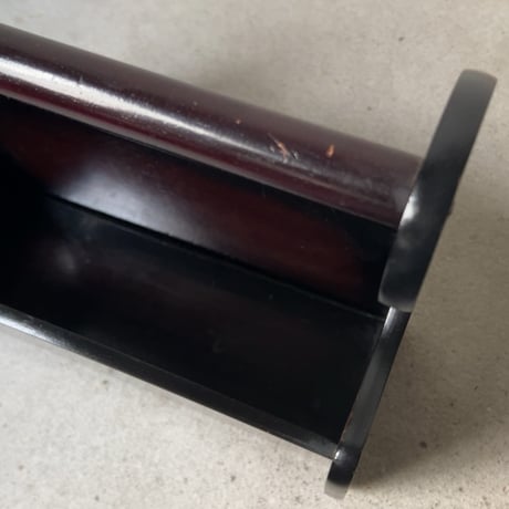 FUJI FURNITURE 富士ファニチア ヴィンテージマガジンラック ワンハンドル波型 グラデーションカラー 木製本立て 木製雑誌入れ 木工家具 70s 古作 良品